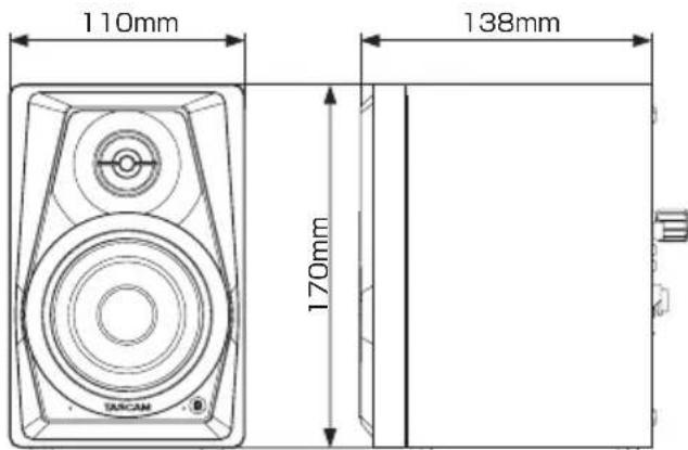 TASCAM VLS3BT - Esquema de dimensiones - 1