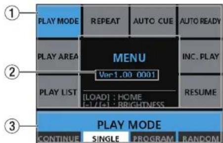 TASCAM RCSS150 - Schermata del menu - 1