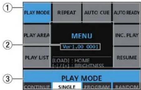 TASCAM RCSS150 - Pantalla de menu - 1