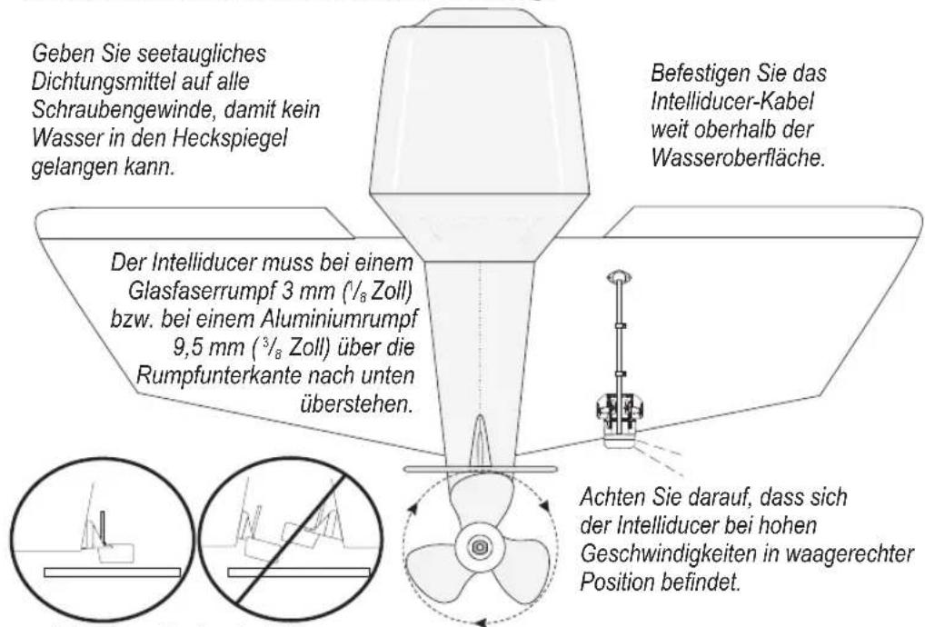 GARMIN Transom Mount Intelliducer - So montieren Sie den Intelliducer an einen Heckspiegel: - 1
