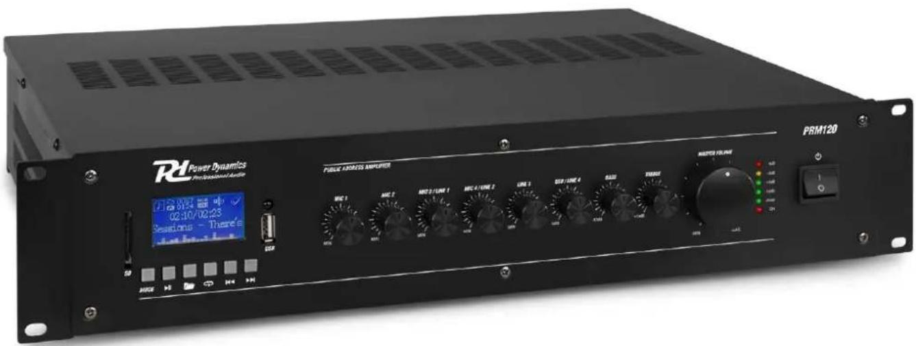 Power Dynamics PRM60 - PRM SERIES 100V Mixer-Amplifier USB/MP3/BT - 1