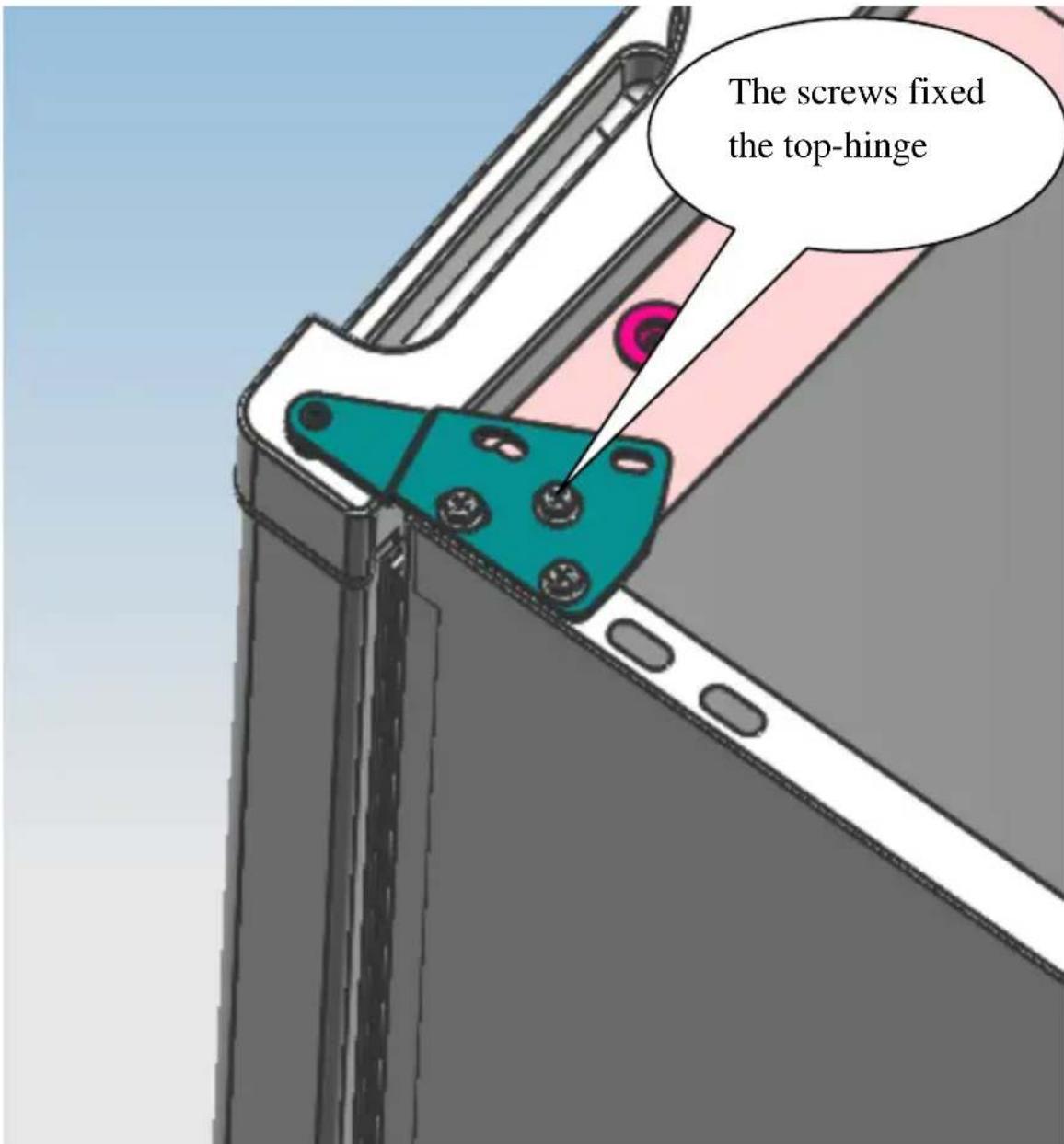 The screws fixed the top-hinge