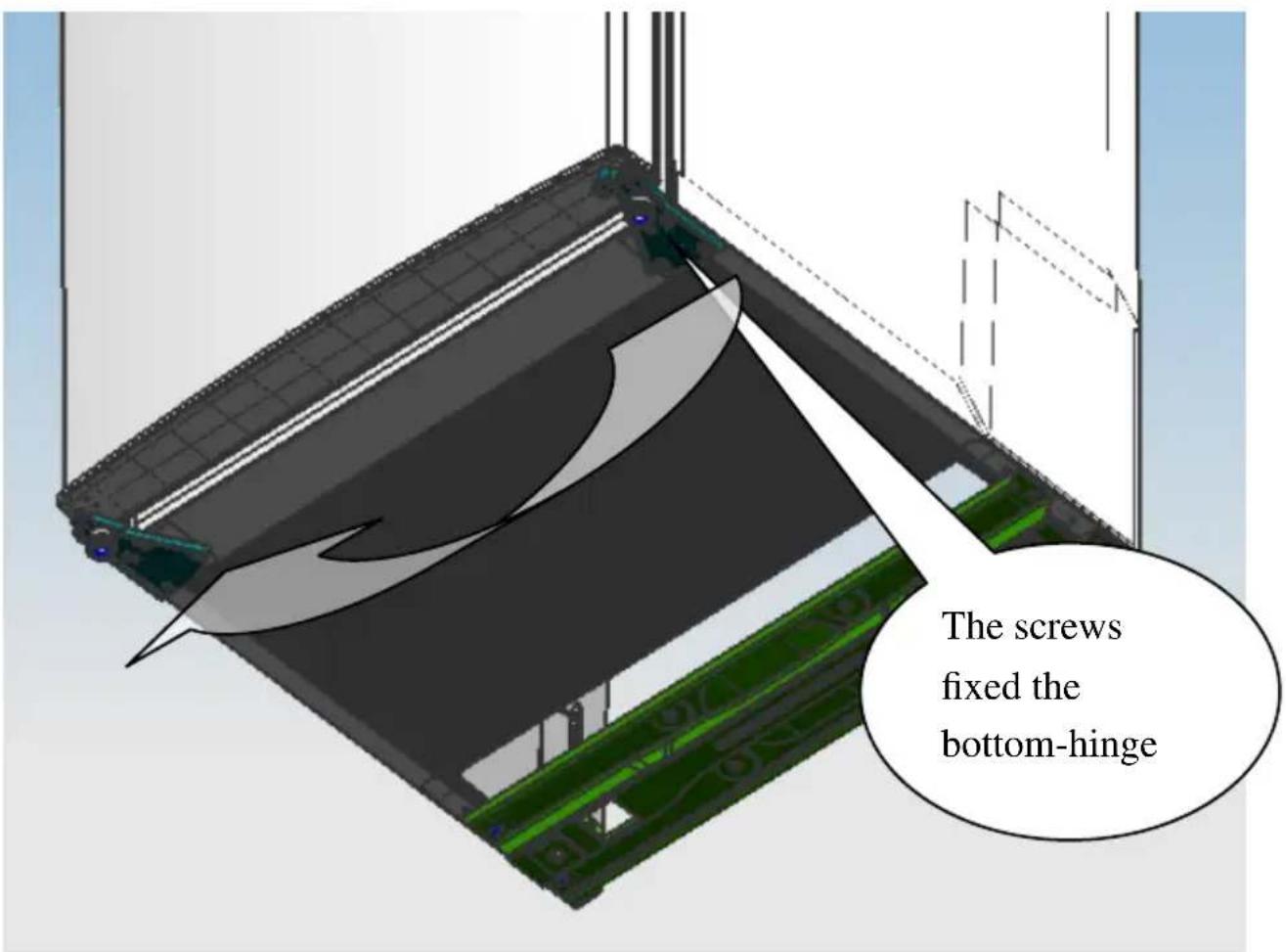 The screws fixed the bottom-hinge