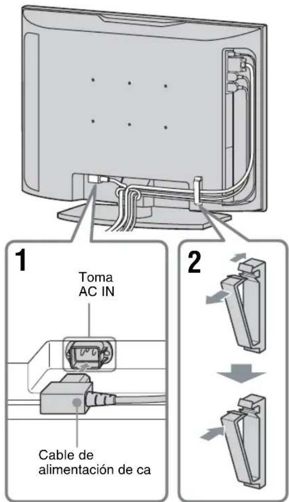 SONY KLHW26 - Conexión del cable de alimentación de ca y organización de los cables de entrada - 1