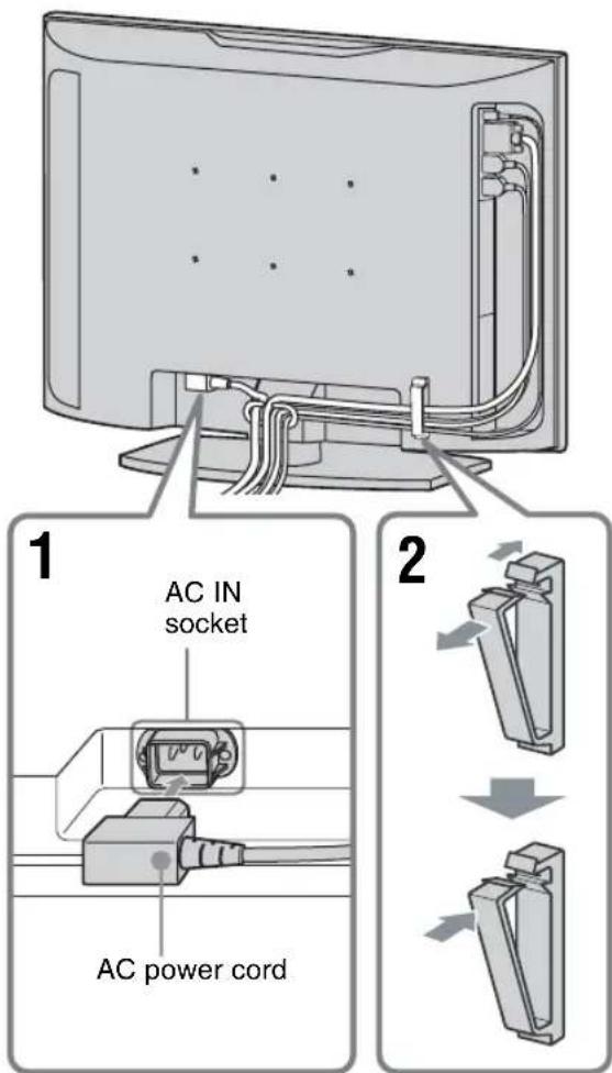 SONY KLHW26 - Connecting the AC Power Cord and Arranging the Input Cables - 1