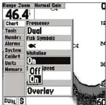 GARMIN Fishfinder 240 Blue - Menu Setup (Configuration): Onglet Chart (Carte) - 2