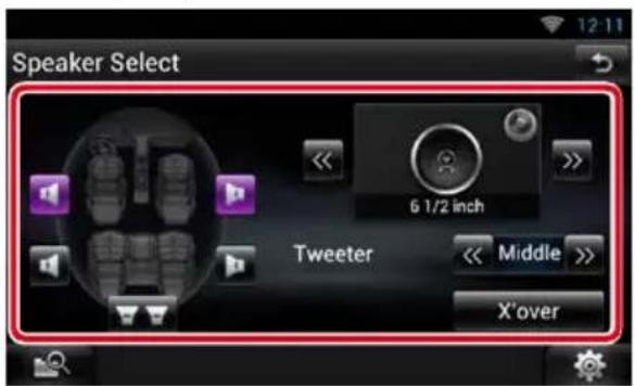 KENWOOD DNN991HD - Touchez le haut-parleur que vous souhaitez paramétrer et configurez chaque option comme suit. - 1