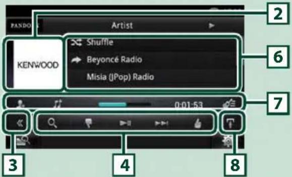 PANDO Artist KENWOOD Shuffle Beyoncé Radio Misia (JPop) Radio 0:01:53 2 6 7 3 4 8
