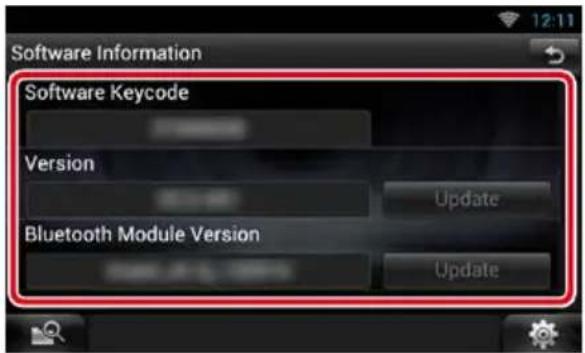 Software Information Software Keycode Version Update Bluetooth Module Version Update