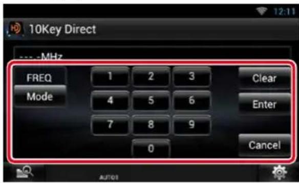 10Key Direct MHz FREQ 1 2 3 Clear Mode 4 5 6 Enter 7 8 9 0 Cancel AUTO1