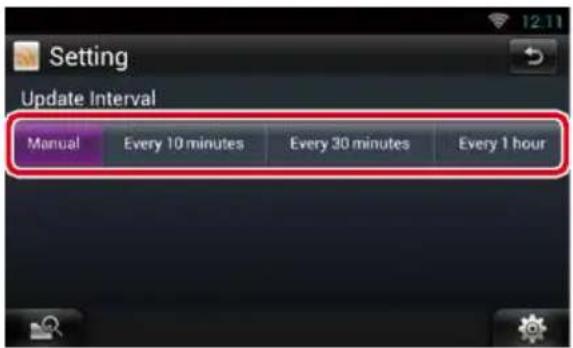 Setting Update Interval Manual Every 10 minutes Every 30 minutes Every 1 hour