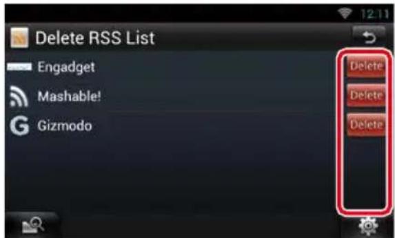 Delete RSS List Engadget Mashable! Gizmodo Delete Delete Delete