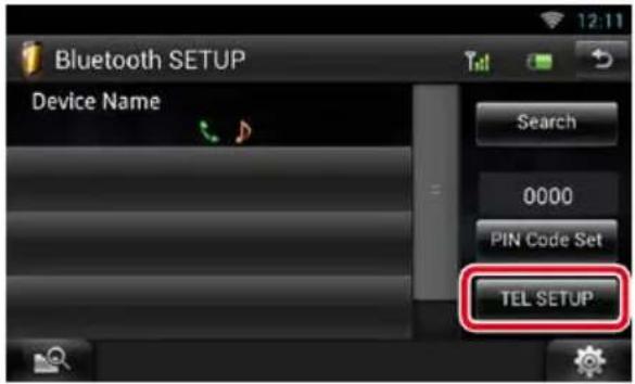 Bluetooth SETUP Device Name Search 0000 PIN Code Set TEL SETUP