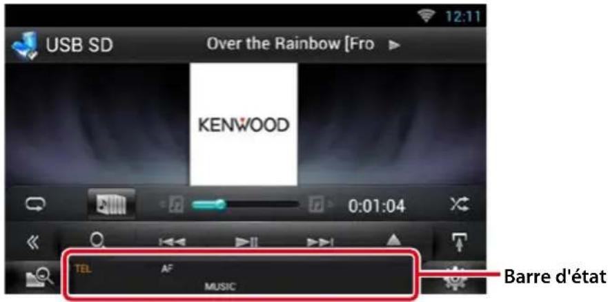 USB SD Over the Rainbow [Fro] KENWOOD 0:01:04 TEL AF MUSIC Barre d'état