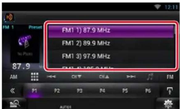 FM1 1) 87.9 MHz FM1 2) 89.9 MHz FM1 3) 97.9 MHz 87.9 AM P1 P2 P3 P4 P5 P6 AUTO1