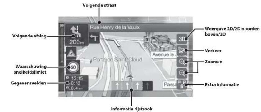 Volgende straat Rue Henry de la Vaux Volgende afslag 200 m Waarschuwing snelheidslimiet 50 Gegevensvelden 13:15 0:12 6.4 cm Weergave 2D/2D noorden boven/3D Avenue le Juzie Se Verkeer Zoomen Extra informatie Passa Informatie rijstrook