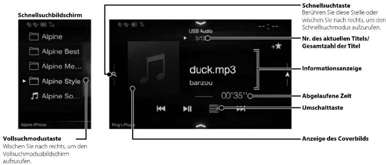 ALPINE X702F - Beispiel für den USB Audio-Hauptbildschirm - 1