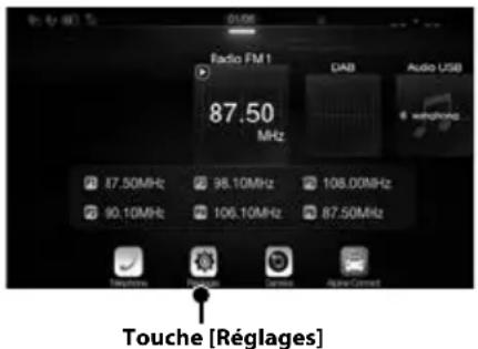 ALPINE X702F - Appuyez sur la touche [Réglages] sur l'écran Menu. - 1