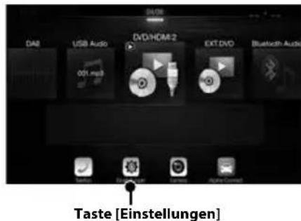 ALPINE X702F - Berühren Sie die Taste [Einstellungen] auf dem Menübildschirm. - 1