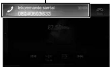 ALPINE X702F - Ett inkommande samtal sätter igäng ringtonen och en inkommande smtalsvisning. - 1