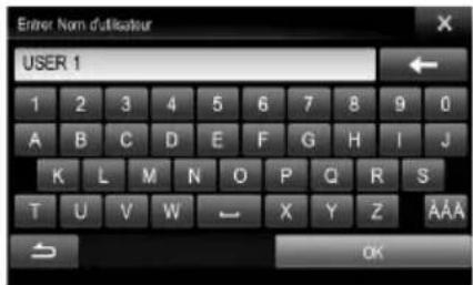 ALPINE X800DU - Saisissez le nom de l'utilisateur à l'aide du clavier, puis appuyez sur la touche [OK]. - 1