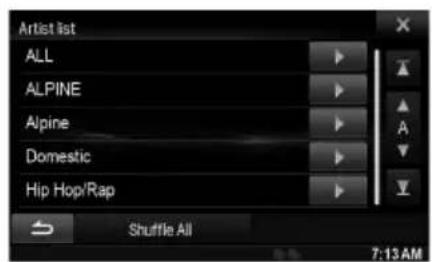 ALPINE X800DU - Touch the selected artist's name. - 1