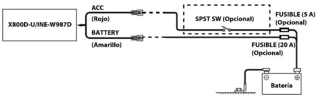 ALPINE X800DU - Diagrama de connexion del interruptor SPST (vendido por分开) - 1