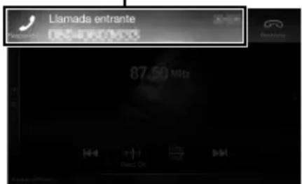ALPINE X801DCU - Una llamada entrada activa el tono y se muestra una pantalla de llamada entrada. Pantalla de Notification de llamada entrada - 1