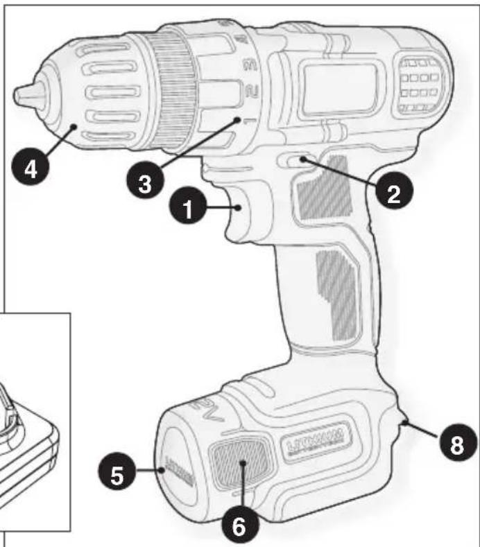 BLACK & DECKER LDX112PK - RANGEMENT INTÉGRÉ DES MÈCHES (FIGURE G) - 1