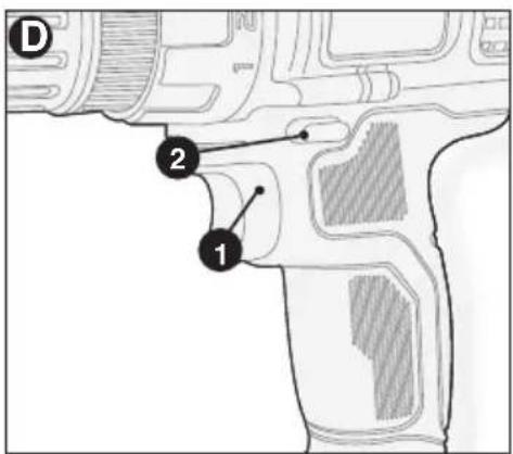 BLACK & DECKER LDX112PK - INSTRUCCIONES DE OPERACIÓN INTERRUPTOR DISPARADOR Y BOTÓN DE INVERSION (FIGURA D) - 1