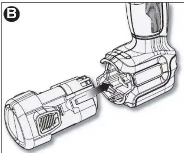 BLACK & DECKER LDX112PK - INSERTION ET RETRAIT DU BLOC-PILES DE L'OUTIL - 1