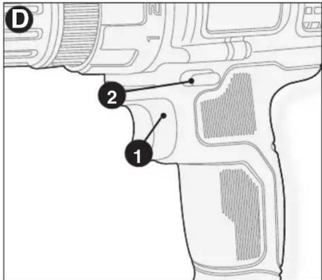BLACK & DECKER LDX112PK - TRIGGER SWITCH &amp; REVERSING BUTTON (FIGURE D) - 1