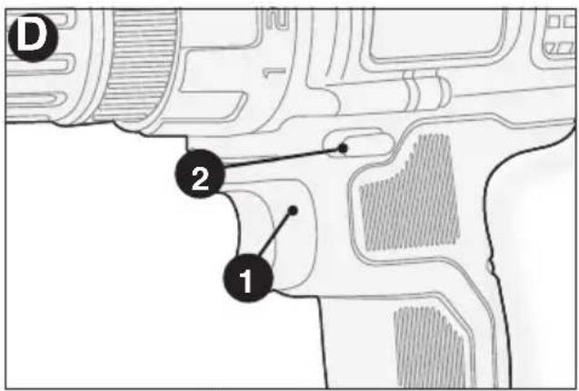 BLACK & DECKER LDX112PK - DIRECTIVES D'UTILISATION DÉTENTE ET BOUTON INVERSEUR (FIGURE D) - 1