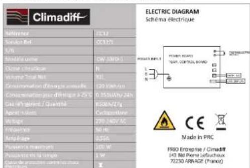 CLIMADIFF CC28 - TARGHETTA INFORMATIVA - 1
