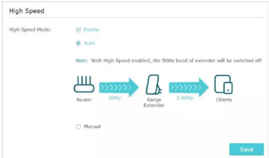 TP-LINK RE500X - Définir le mode haute vitesse - 1