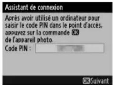 NIKON WT5 - Saisir le code PIN du point d'accès au réseau local sans fil. - 1