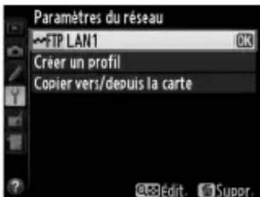 NIKON UT1 - Affichez les profils reseau. - 1