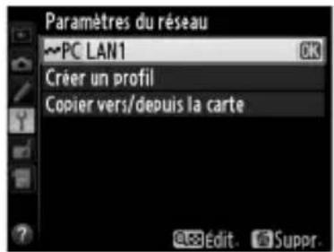 NIKON UT1 - Affichez les profils réseau. - 1