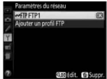 NIKON UT1 - Affichez les profils réseau. - 1