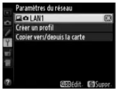 NIKON UT1 - Affichez les profils réseau. - 1
