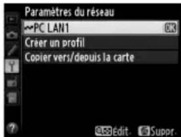 NIKON UT1 - Affichez les profils réseau. - 1