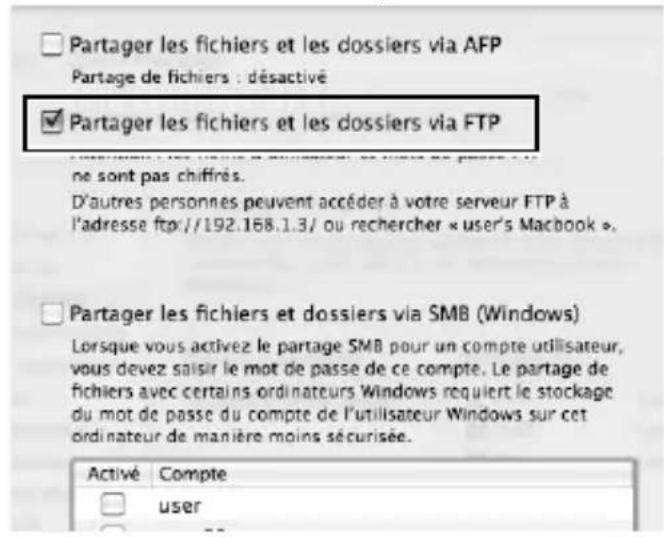 NIKON UT1 - Sélectionnez Partager les fichiers et les dossiers via FTP. - 1