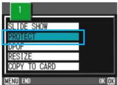 1 SLIDE SHOW PROTECT DPOF RESIZE COPY TO CARD MENU END OK OK