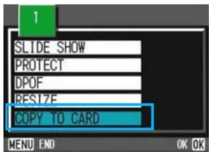 SLIDE SHOW PROTECT DPOF RESIZE COPY TO CARD MENU END OK OK