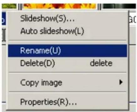 Slideshow(S)... Auto slideshow(L) Rename(U) Delete(D) delete Copy image Properties(R)...