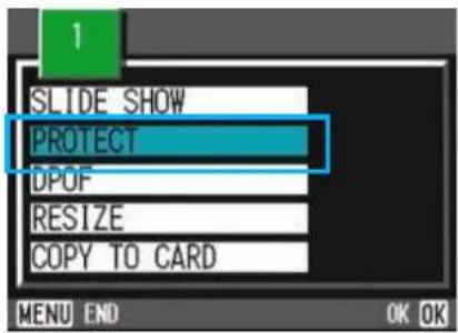 SLIDE SHOW PROTECT DPOF RESIZE COPY TO CARD MENU END OK OK