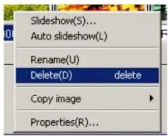 Slideshow(S)... Auto slideshow(L) Rename(U) Delete(D) delete Copy image Properties(R)...
