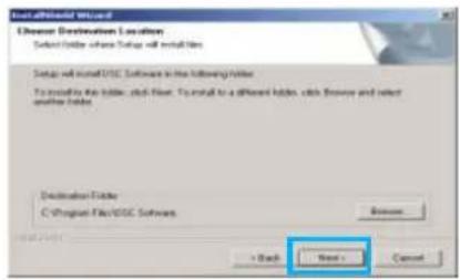 InstallShield Wizard Destination Destination Location Select destination where Setup will install files Setup will install USSC Software in the following folder To install in the folder, click Flow. To install to a different folder, click Window and select another folder. Destination Folder C:\Program Files\USSC Software Browse + Back Next > Cancel