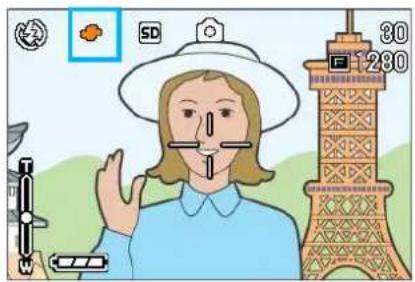 Illustration of a person wearing a hat and pointing at Eiffel Tower with camera mode indicators and UI elements