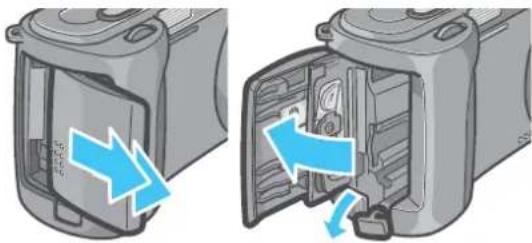 ROLLEI dr5100 - Open the battery/card cover. - 1
